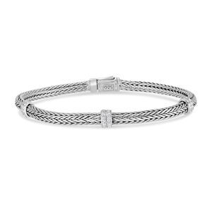 Sterling Silver and White Topaz Mini Woven Bracelet